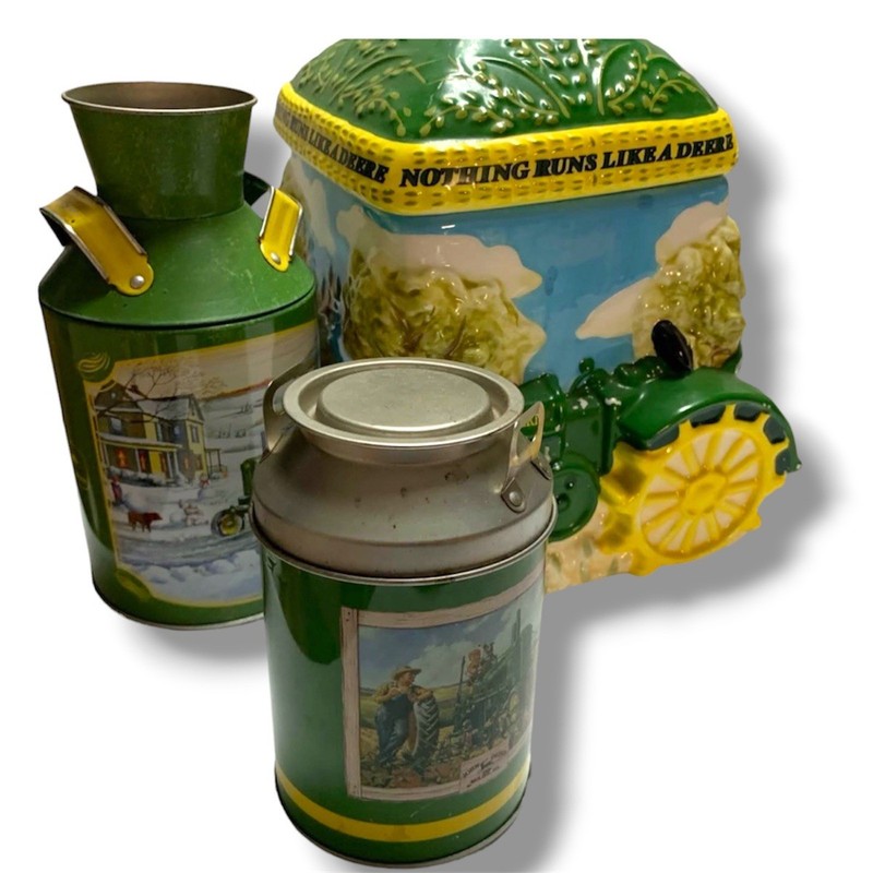 Vintage John Deere Cookie Jar Canister Gibson Ceramic Large Lot