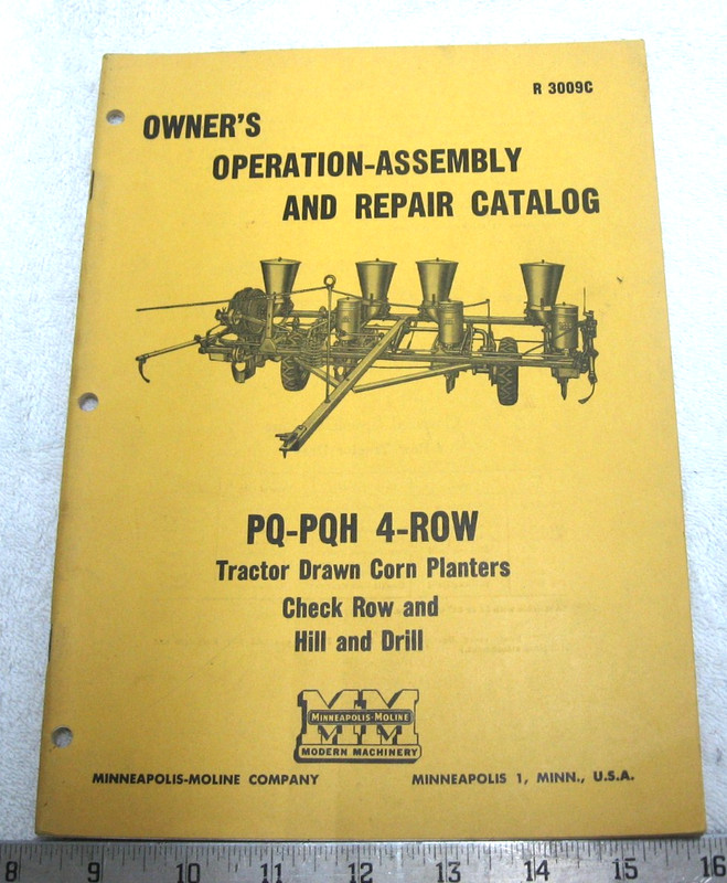 VINTAGE 1956 MINNEAPOLIS MOLINE CORN PLANTER OWNERS OPERATION REPAIR CATALOG