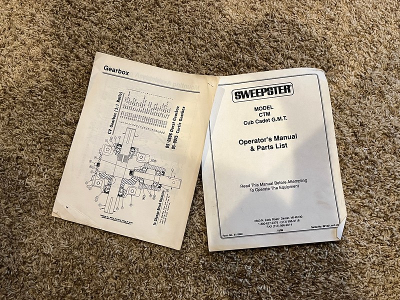 X6 SWEEEPSTER MODELCTM CUB CADET G. M. T. OPERATOR’S MANUAL & PARTS LIST 51-2540