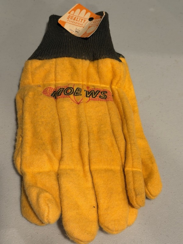 Moews Seed Corn Illinois Farming Work Chore Gloves Gold Cotton Ag Adv Vintage