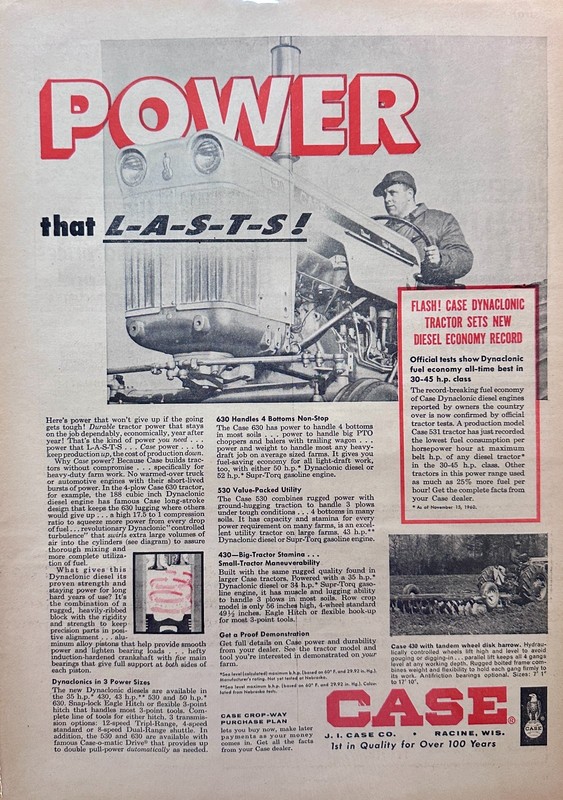 Lot of (2) Case Farm Equipment Ads From 1958 & 1962 Set #5085