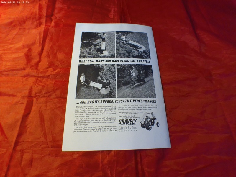 1966 Gravely Tractor Mowers Printed Ad 6 1/2″x10″