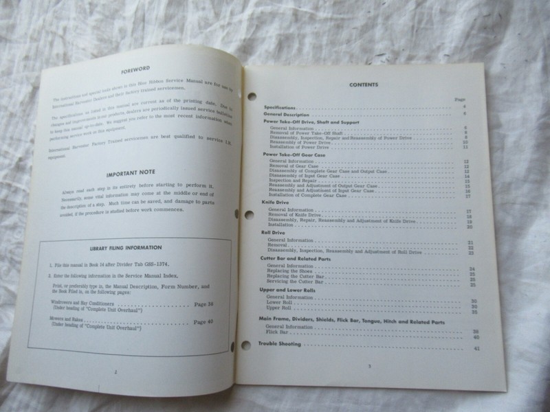 International 816 mower conditioner overhaul service manual gallery
