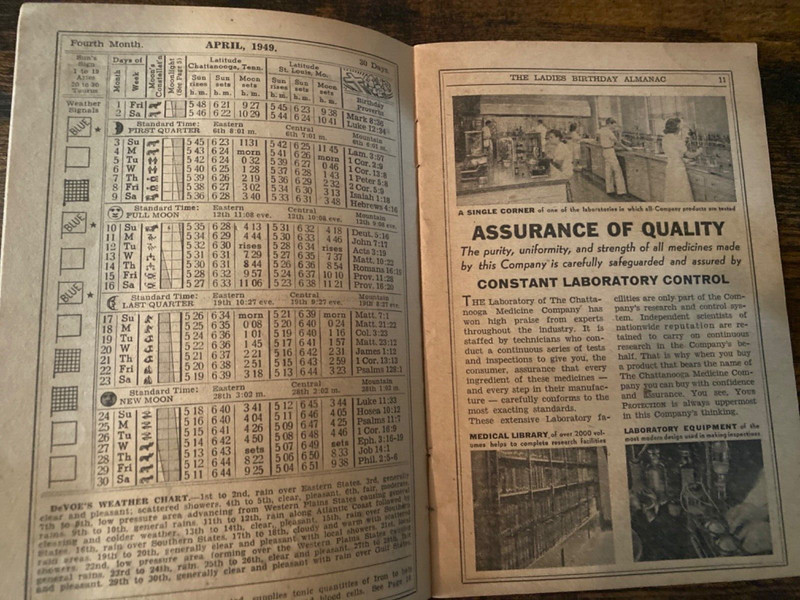 VINTAGE 1949 THE LADIES BIRTHDAY ALMANAC BLACK DRAUGHT LIVER MEDICINE gallery