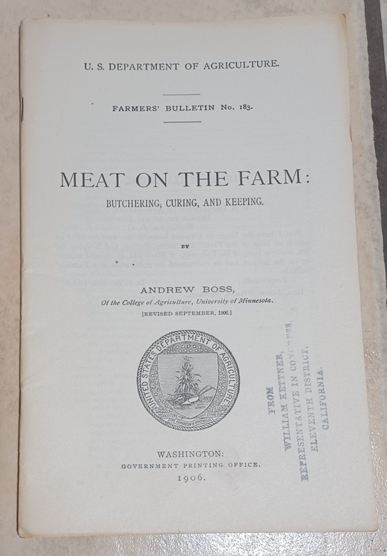 US Department Of Agriculture Meat On The Farm 1906 Pamphlet C4