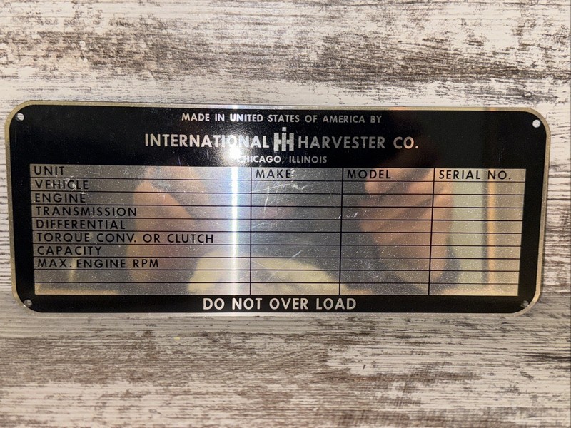 Vintage International Harvester Blank Aluminum Tag Serial No Part Tags Nos