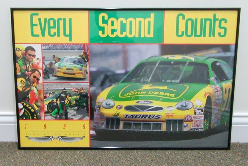 John Deere ” Every Second Counts” 1999 Nascar Photo (28″ x 18″ x 7/8″) Rare