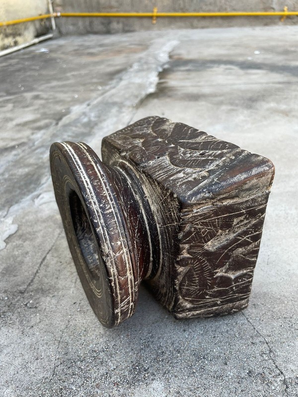 Antique Wooden Beautiful Hand Carving Agriculture Seed Holder Decorative - 225 gallery