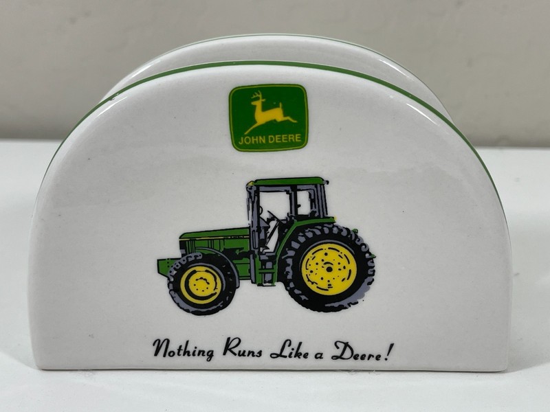 John Deere Tractor Napkin Holder White Ceramic Gibson Nothing Runs Like a Deere gallery