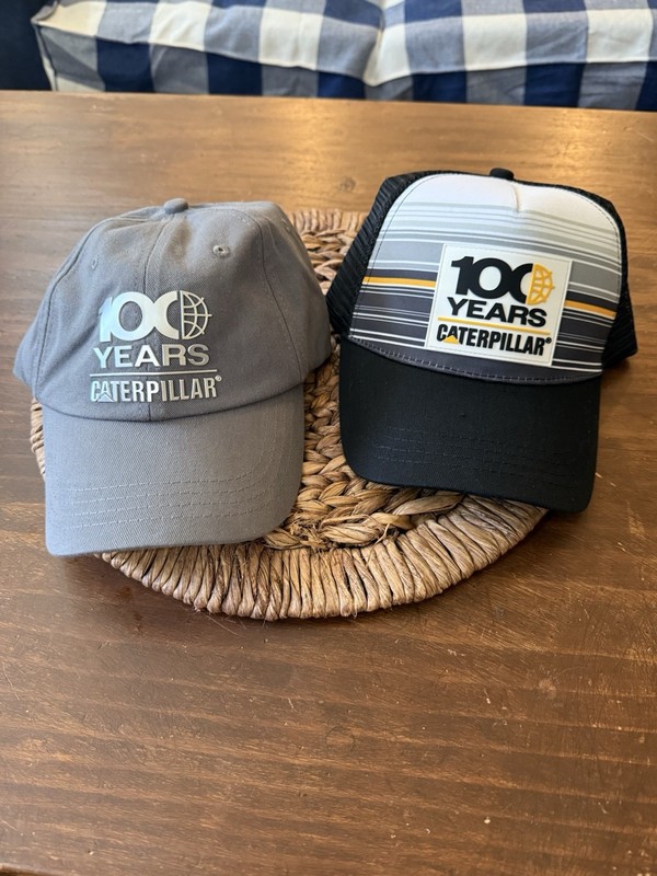 NEW Caterpillar 1925-2025 100 Years Caps Anniversary Gift for Employees Lot of 2
