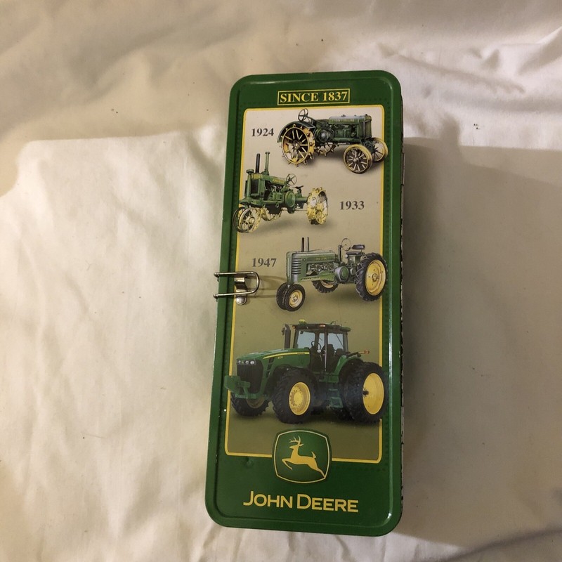 John Deere Tin Metal Box Locker Coin Bank Collector’s Item Tractor Art