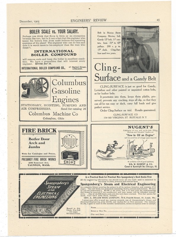 1905 Columbus Machine Co. of Columbus, OhiO Ad: Gasoline Engines, All Types