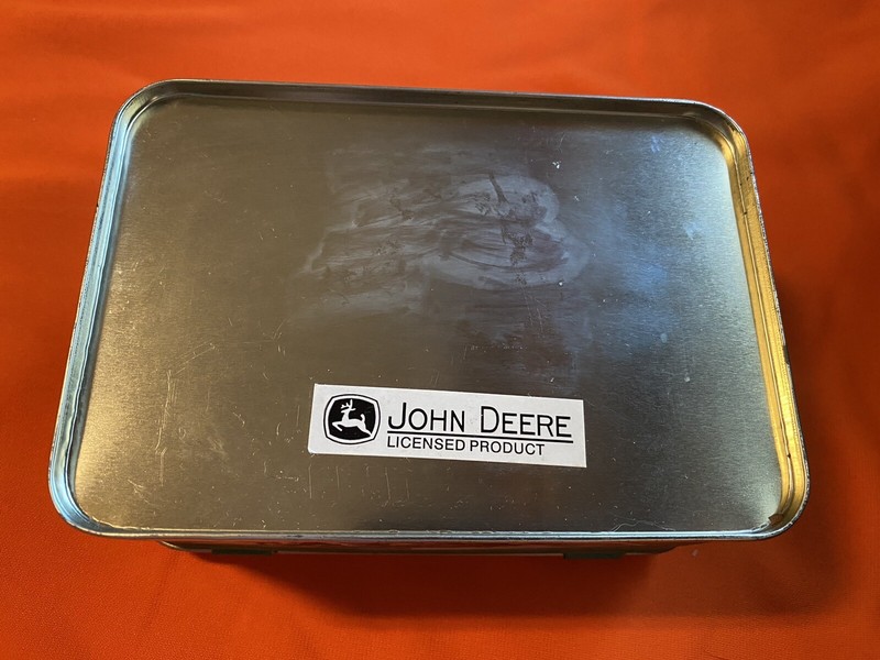 VINTAGE JOHN DEERE TIN WITH HINGED LID - CHRISTMAS FARM SCENE By R.L. Crouse gallery