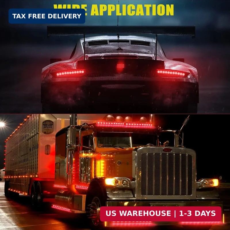 ALFU 4pcs Red 11 LED 16 inches Trailer Light Bar IP65 Waterproof for Park Turn S gallery