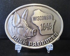Cargill Nutrena Feeds Promo 1848 WISCONSIN Pork Producer Pewter Pig Belt Buckle