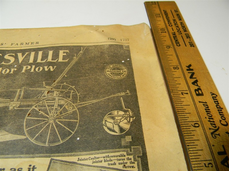 Vintage 1917 Janseville Machine Co. Tractor Plow Man Cave 1910's Print Ad 5A11 gallery