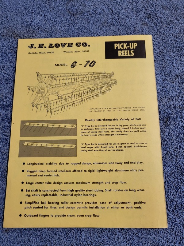 JE LOVE Vintage 1969 Brochure Flexible Floating Cutter Bar Harvesting Equipment gallery