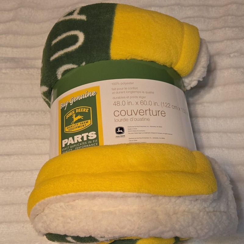 John Deere Sherpa Fleece Blanket 48x60in Polyester Green Yellow Agriculture gallery