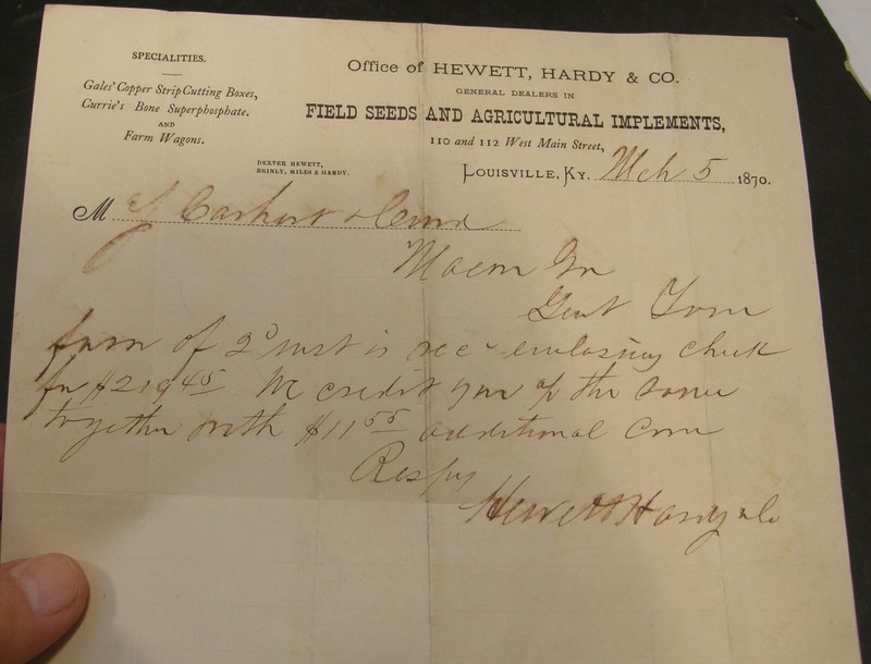 ANTIQUE LETTERHEAD HEWETT HARDY CO SEEDS & AGRICULTURAL IMPLEMENTS LOUISVILLE KY gallery