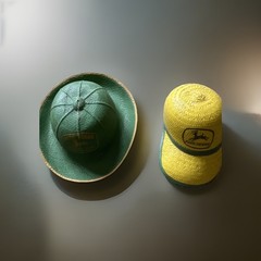 John Deere Green and Yellow Logo Hats Set Agriculture Theme Label Farm Tractor