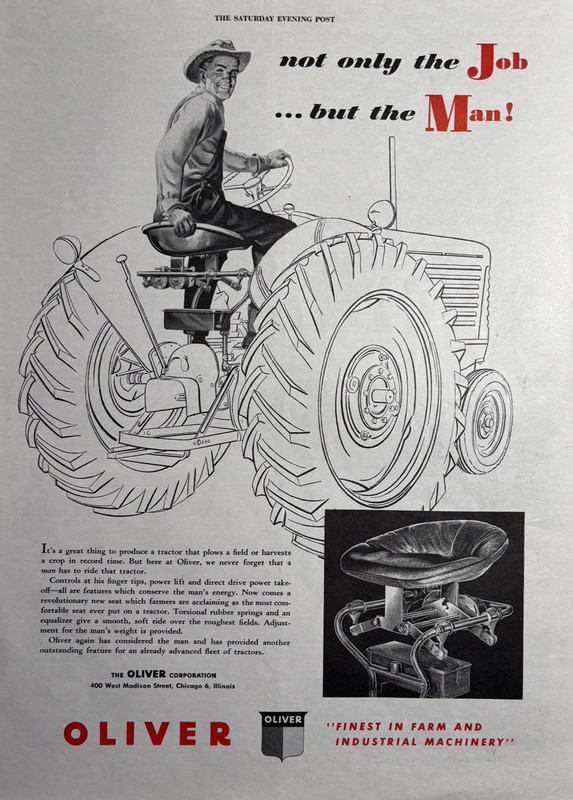 1949 Oliver Corp Farm Industrial Machinery Tractor Harvests Vintage Print Ad