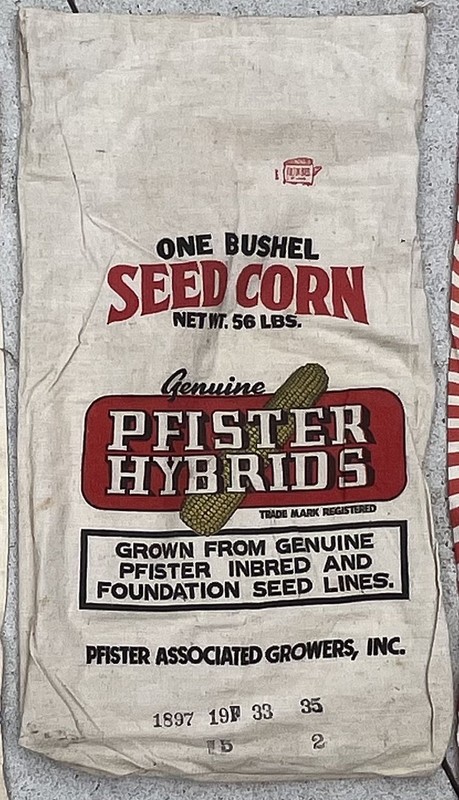Vintage PFISTER HYBRIDS 50 LB One Bushel Seed Corn Cloth Advertising Sack Bag