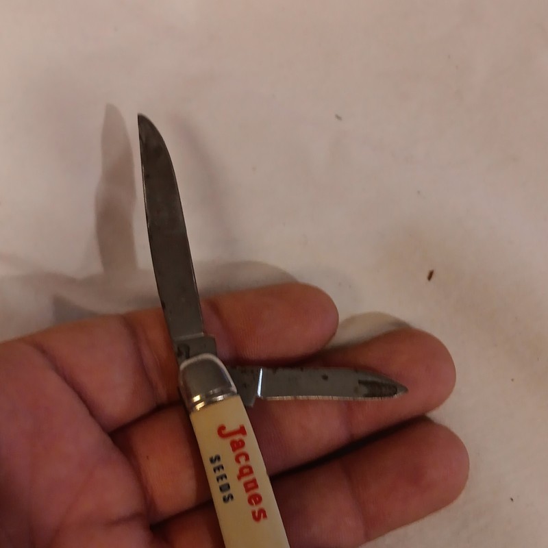 Antique Jacques Seeds 2-Blade Folding Advertising Pocket Knife, Agriculture gallery