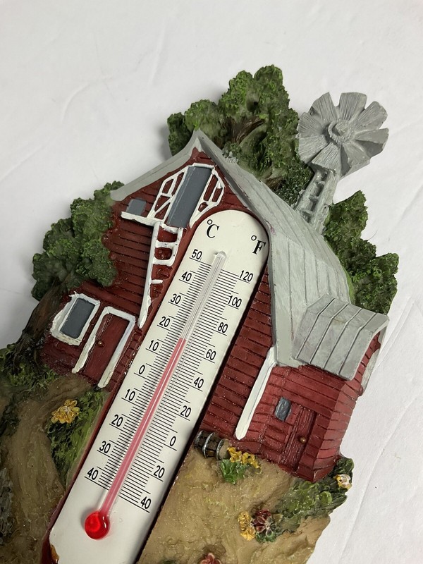 JOHN DEERE Tractor Farm Scene Wall Thermometer Licensed Barn Windmill ManCave gallery
