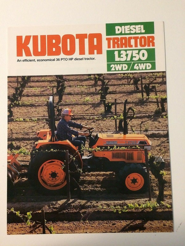 Kubota L3750 3750 Tractor Color Brochure vintage ’84 original 6 pg. MINT