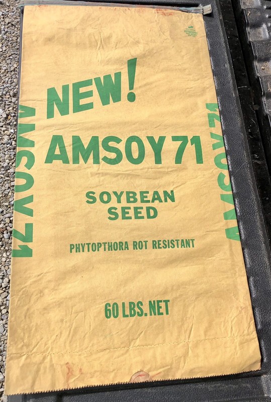 VINTAGE 1971 AMSOY 71 SOYBEAN SEED SACK FARM FIELD 60 lbs MULTIWALL PAPER BAG