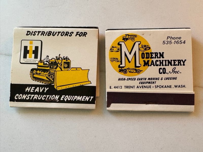 Matchbooks (2) International Harvester Modern Machinery Co., Spokane WA ~unused