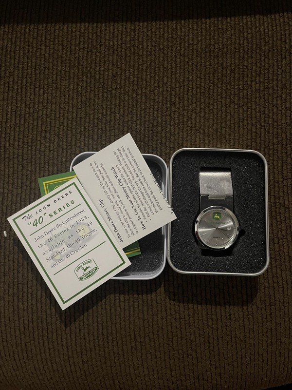 NEW John Deere 40 Money Clip Watch w/ COA & Original Box Stainless Steel Silver