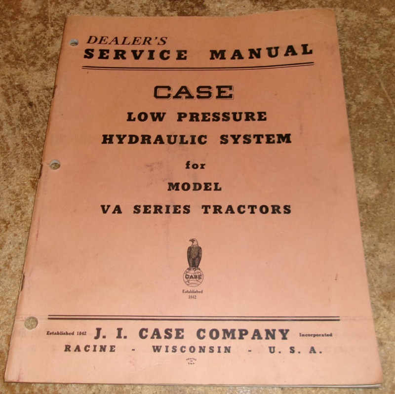 1950 case low pressure hyd. system for VA tractors service manual good used