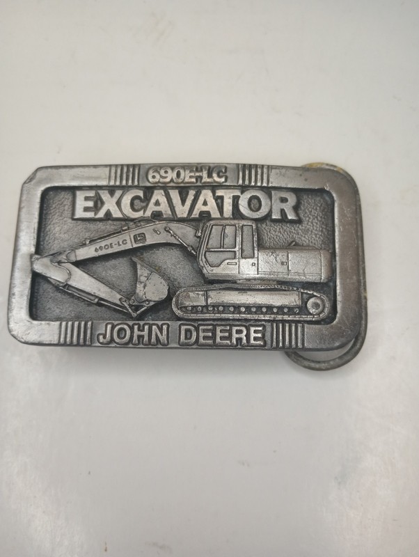 Vintage John Deere Pewter Belt Buckle 690E-LC Excavator