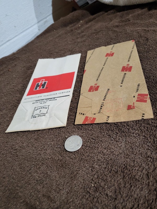 2 LOT NOS International Harvester IH Dealer Paper Parts Bag Sack Tractor Farm AG gallery