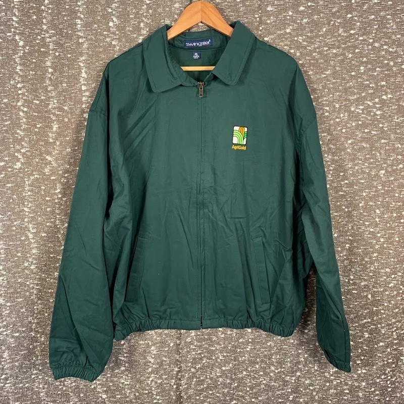 Swingster Hunter Green AgriGold Corn Seeds Advertising Jacket Coat USA Zipper XL