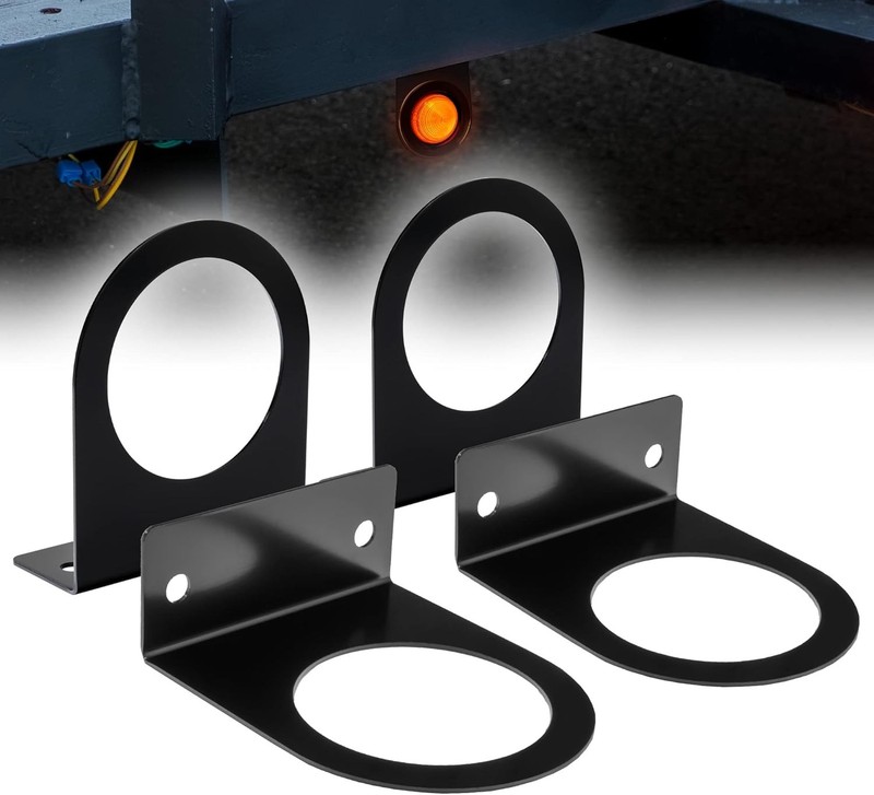 True Mods 2.5″ Round Marker Light Mount Bracket 4pc L-Shaped Steel Powder Coated