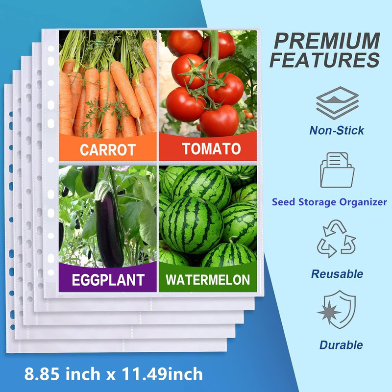 50 Pack 3.5X5” Seed Storage Sleeves, 400 Pockets Garden Seeds Storage Organizer gallery