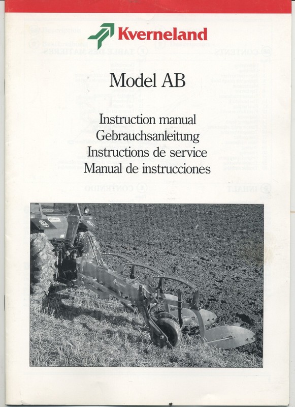 1990 -Kverneland- AB Tractor Operators Service Manual