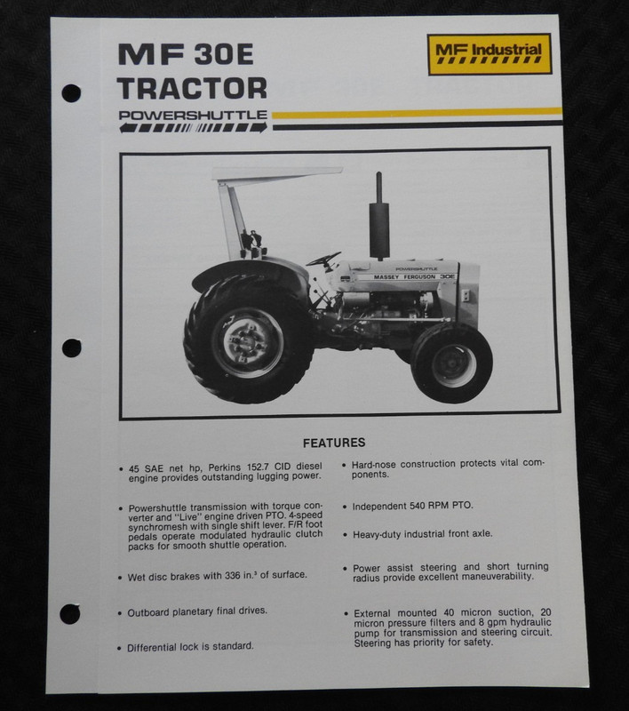 (5) 1983-90 MASSEY-FERGUSON "MF 30E INDUSTRIAL LOADER TRACTOR" CATALOG BROCHURES gallery