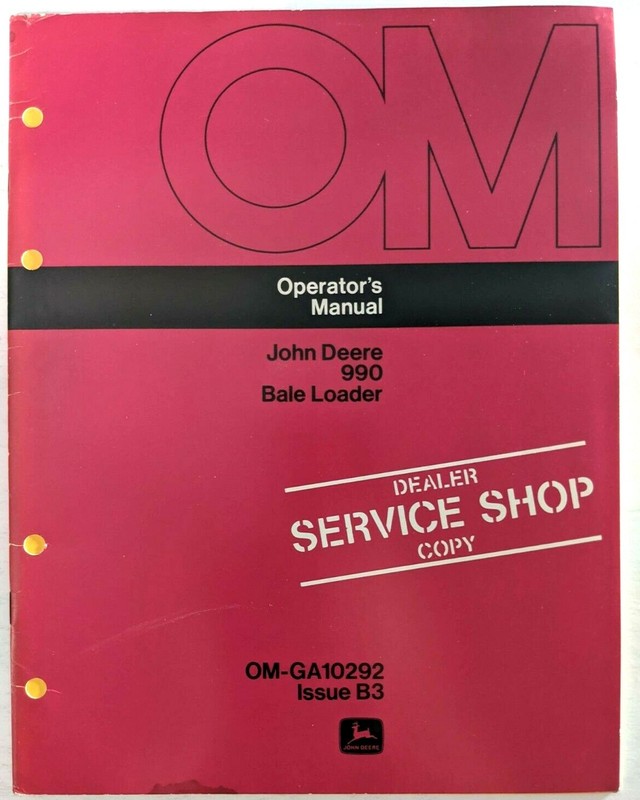 VTG John Deere 990 Bale Loader Operators Manual Dealer Copy 1970s Agriculture
