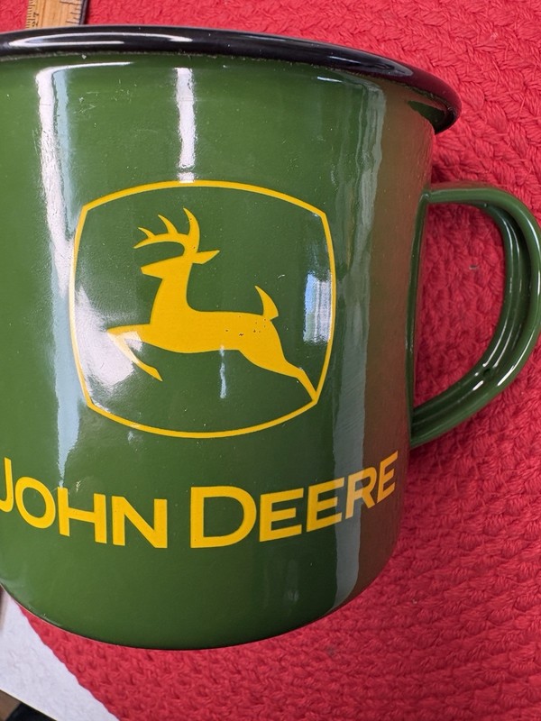 🫕John Deere Coffee / Soup / Camping Mug Enamel, Green, Large, Jumbo F/SH