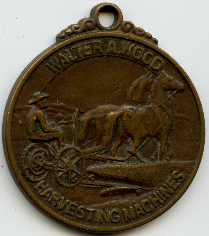 Hoosick Falls, New York NY Walter A. Wood Harvesting Machines Horse Thresher Fob