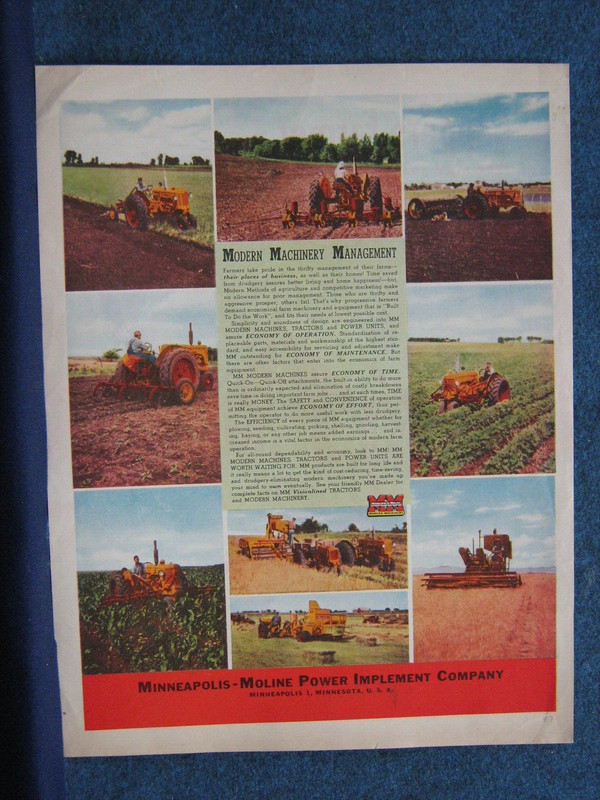 1946 Minneapolis-Moline Ad – Modern Machinery Management – 9 Field Action Scenes