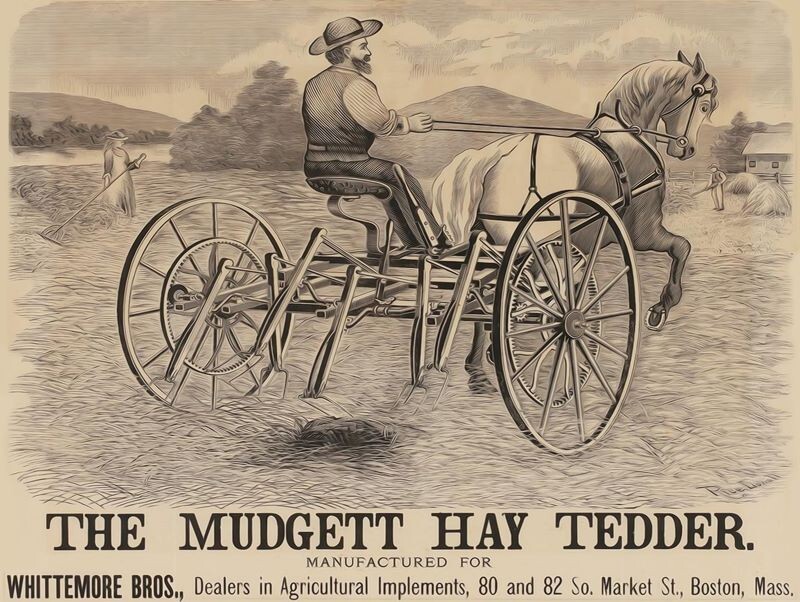 Mudgett Hay Tedder by Whittemore Bros. NEW Sign 24″x30″ USA STEEL XL Size 7 lbs