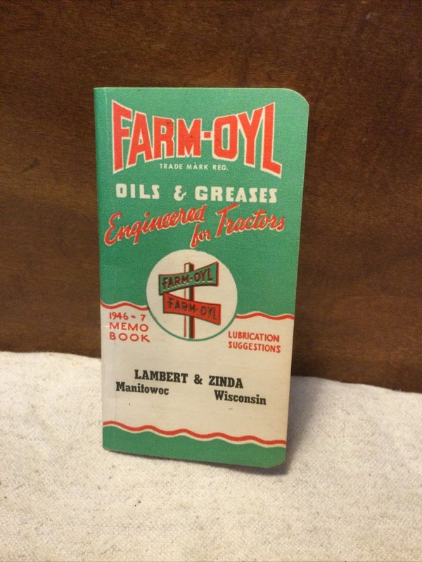 Vintage 1946/47 “Farm Oyl” Oils & Greases-Petroleum Advertising Unused Memo Book