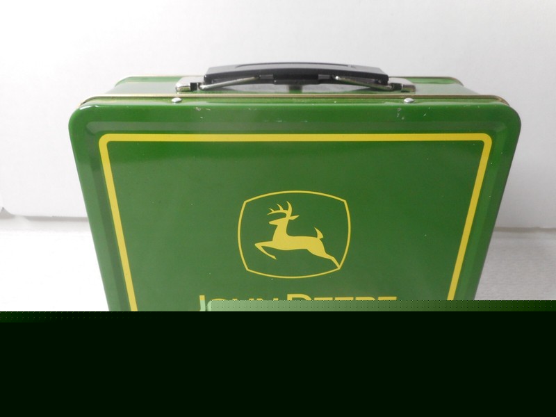 John Deere Tin Metal Lunch Box Young Boy Fishing Turtle Trouble Leaping Deer