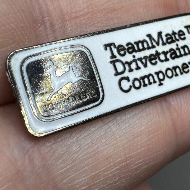 Vintage John Deer TeamMate Drivetrain Components White Enamel Lapel Pin Tie Tack gallery