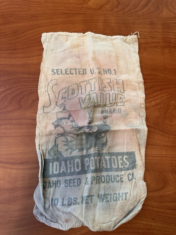 Vintage Idaho Potatoes Scottish Bagpipes Sack Bag Seed and Produce 10 lb 9×15