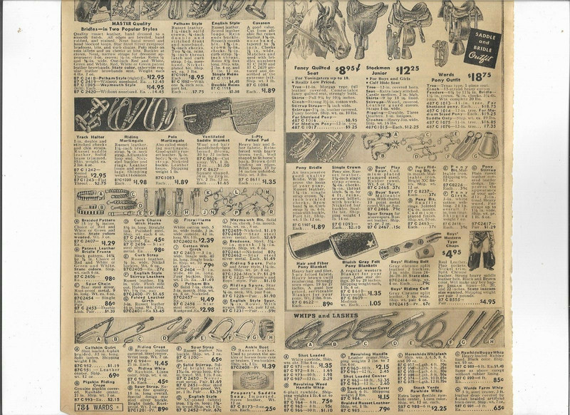 1938 Wards Catalog Ad Pages ENGLISH PARK SADDLE WESTERN BRIDLE PONY HORSE TANK gallery